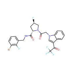 O=C(NCc1cccc(Br)c1F)[C@@H]1C[C@@H](F)CN1C(=O)Cn1cc(C(=O)C(F)(F)F)c2ccccc21 ZINC000148180127