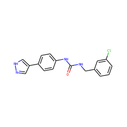 O=C(NCc1cccc(Cl)c1)Nc1ccc(-c2cn[nH]c2)cc1 ZINC000145213697