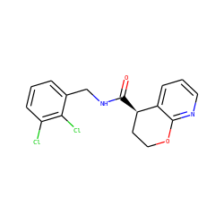 O=C(NCc1cccc(Cl)c1Cl)[C@@H]1CCOc2ncccc21 ZINC000205617158
