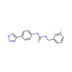 O=C(NCc1cccc(F)c1)Nc1ccc(-c2cn[nH]c2)cc1 ZINC000143723008