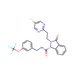 O=C(NCc1cccc(OC(F)(F)F)c1)[C@H]1c2ccccc2C(=O)N1CCc1ncc(F)cn1 ZINC000095554349