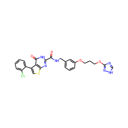 O=C(NCc1cccc(OCCCOc2nc[nH]n2)c1)c1nc2scc(-c3ccccc3Cl)c2c(=O)[nH]1 ZINC000114410081