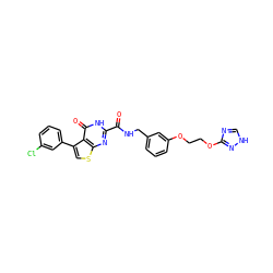 O=C(NCc1cccc(OCCOc2nc[nH]n2)c1)c1nc2scc(-c3cccc(Cl)c3)c2c(=O)[nH]1 ZINC000114450343