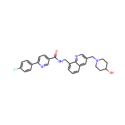 O=C(NCc1cccc2cc(CN3CCC(O)CC3)cnc12)c1ccc(-c2ccc(F)cc2)nc1 ZINC000036351757
