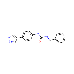 O=C(NCc1ccccc1)Nc1ccc(-c2cn[nH]c2)cc1 ZINC000140223732