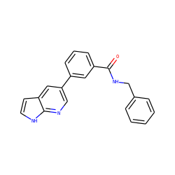 O=C(NCc1ccccc1)c1cccc(-c2cnc3[nH]ccc3c2)c1 ZINC000063298338