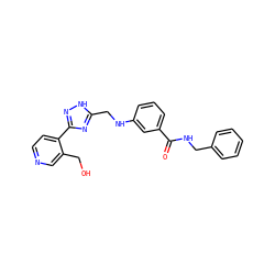 O=C(NCc1ccccc1)c1cccc(NCc2nc(-c3ccncc3CO)n[nH]2)c1 ZINC001772628730