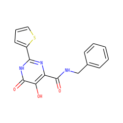 O=C(NCc1ccccc1)c1nc(-c2cccs2)[nH]c(=O)c1O ZINC000014979588