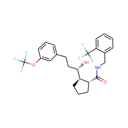 O=C(NCc1ccccc1C(F)(F)F)[C@@H]1CCC[C@H]1[C@@H](O)CCc1cccc(OC(F)(F)F)c1 ZINC000028571963