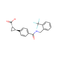 O=C(NCc1ccccc1C(F)(F)F)c1ccc([C@H]2C[C@@H]2C(=O)O)cc1 ZINC000653807421