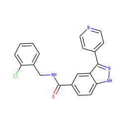 O=C(NCc1ccccc1Cl)c1ccc2[nH]nc(-c3ccncc3)c2c1 ZINC000653849857