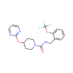 O=C(NCc1ccccc1OC(F)(F)F)N1CCC(Oc2ncccn2)CC1 ZINC000049047806