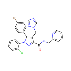 O=C(NCc1ccccn1)c1nn(-c2ccccc2Cl)c(-c2ccc(Br)cc2)c1Cn1cncn1 ZINC000049762793