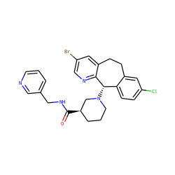 O=C(NCc1cccnc1)[C@@H]1CCCN([C@H]2c3ccc(Cl)cc3CCc3cc(Br)cnc32)C1 ZINC000003950886