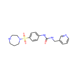 O=C(NCc1cccnc1)Nc1ccc(S(=O)(=O)N2CCCNCC2)cc1 ZINC000096271683