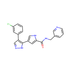 O=C(NCc1cccnc1)c1cc(-c2[nH]ncc2-c2cccc(Cl)c2)c[nH]1 ZINC000014959152