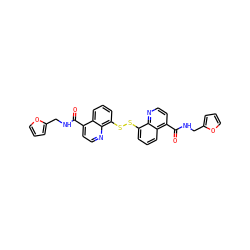 O=C(NCc1ccco1)c1ccnc2c(SSc3cccc4c(C(=O)NCc5ccco5)ccnc34)cccc12 ZINC000143467770