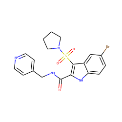 O=C(NCc1ccncc1)c1[nH]c2ccc(Br)cc2c1S(=O)(=O)N1CCCC1 ZINC000029038984