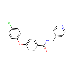 O=C(NCc1ccncc1)c1ccc(Oc2ccc(Cl)cc2)cc1 ZINC000299856421
