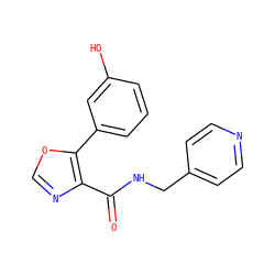 O=C(NCc1ccncc1)c1ncoc1-c1cccc(O)c1 ZINC000073312038