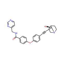 O=C(NCc1ccncn1)c1ccc(Oc2ccc(C#C[C@@]3(O)CN4CCC3CC4)cc2)cc1 ZINC000072173136