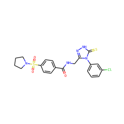 O=C(NCc1n[nH]c(=S)n1-c1cccc(Cl)c1)c1ccc(S(=O)(=O)N2CCCC2)cc1 ZINC000006498288