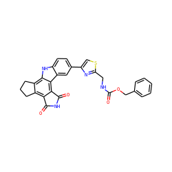O=C(NCc1nc(-c2ccc3[nH]c4c5c(c6c(c4c3c2)C(=O)NC6=O)CCC5)cs1)OCc1ccccc1 ZINC000028897165
