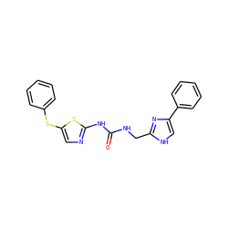 O=C(NCc1nc(-c2ccccc2)c[nH]1)Nc1ncc(Sc2ccccc2)s1 ZINC000028864095