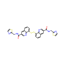 O=C(NCc1nccs1)c1cnc2c(SSc3cccc4cc(C(=O)NCc5nccs5)cnc34)cccc2c1 ZINC001772574939