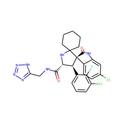 O=C(NCc1nnn[nH]1)[C@@H]1NC2(CCCCC2)[C@@]2(C(=O)Nc3cc(Cl)ccc32)[C@H]1c1cccc(Cl)c1F ZINC000169700260