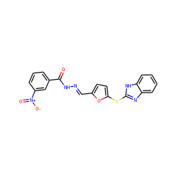 O=C(NN=Cc1ccc(Sc2nc3ccccc3[nH]2)o1)c1cccc([N+](=O)[O-])c1 ZINC000254741903