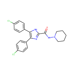 O=C(NN1CCCCC1)c1nc(-c2ccc(Cl)cc2)c(-c2ccc(Cl)cc2)[nH]1 ZINC000028330980