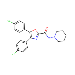 O=C(NN1CCCCC1)c1nc(-c2ccc(Cl)cc2)c(-c2ccc(Cl)cc2)o1 ZINC000028126787