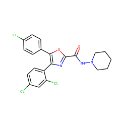 O=C(NN1CCCCC1)c1nc(-c2ccc(Cl)cc2Cl)c(-c2ccc(Cl)cc2)o1 ZINC000028341593