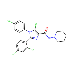 O=C(NN1CCCCC1)c1nc(-c2ccc(Cl)cc2Cl)n(-c2ccc(Cl)cc2)c1Cl ZINC000013611899