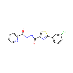 O=C(NNC(=O)c1csc(-c2cccc(Cl)c2)n1)c1ccccn1 ZINC000057807898