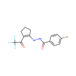 O=C(NNC1=C(C(=O)C(F)(F)F)CCC1)c1ccc(Br)cc1 ZINC000004100546