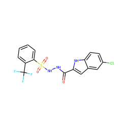O=C(NNS(=O)(=O)c1ccccc1C(F)(F)F)c1cc2cc(Cl)ccc2[nH]1 ZINC000036184821
