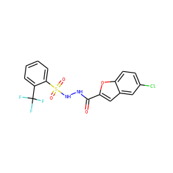 O=C(NNS(=O)(=O)c1ccccc1C(F)(F)F)c1cc2cc(Cl)ccc2o1 ZINC000016051764