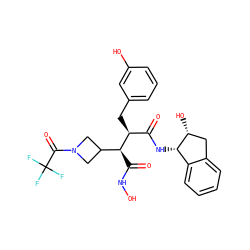 O=C(NO)[C@@H](C1CN(C(=O)C(F)(F)F)C1)[C@@H](Cc1cccc(O)c1)C(=O)N[C@H]1c2ccccc2C[C@H]1O ZINC000028757118