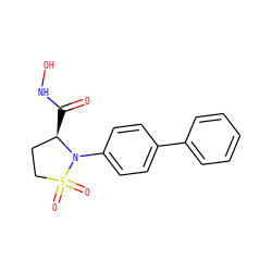 O=C(NO)[C@@H]1CCS(=O)(=O)N1c1ccc(-c2ccccc2)cc1 ZINC000013579348