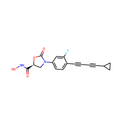 O=C(NO)[C@@H]1CN(c2ccc(C#CC#CC3CC3)c(F)c2)C(=O)O1 ZINC000653825395