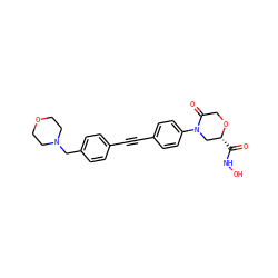 O=C(NO)[C@@H]1CN(c2ccc(C#Cc3ccc(CN4CCOCC4)cc3)cc2)C(=O)CO1 ZINC000653825401