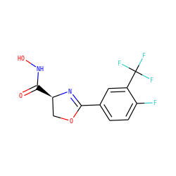 O=C(NO)[C@@H]1COC(c2ccc(F)c(C(F)(F)F)c2)=N1 ZINC000013474895