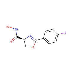 O=C(NO)[C@@H]1COC(c2ccc(I)cc2)=N1 ZINC000013474929