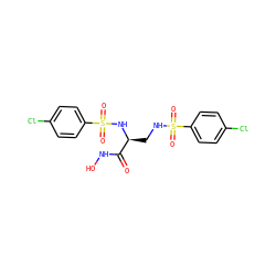 O=C(NO)[C@H](CNS(=O)(=O)c1ccc(Cl)cc1)NS(=O)(=O)c1ccc(Cl)cc1 ZINC000040429436