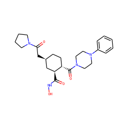 O=C(NO)[C@H]1C[C@@H](CC(=O)N2CCCC2)CC[C@@H]1C(=O)N1CCN(c2ccccc2)CC1 ZINC000036410534