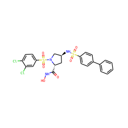 O=C(NO)[C@H]1C[C@H](NS(=O)(=O)c2ccc(-c3ccccc3)cc2)CN1S(=O)(=O)c1ccc(Cl)c(Cl)c1 ZINC000473158387