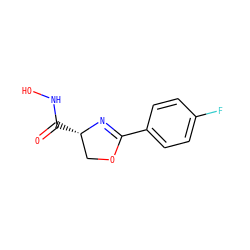 O=C(NO)[C@H]1COC(c2ccc(F)cc2)=N1 ZINC000013474894
