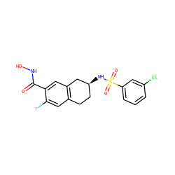 O=C(NO)c1cc2c(cc1F)CC[C@H](NS(=O)(=O)c1cccc(Cl)c1)C2 ZINC000113846903